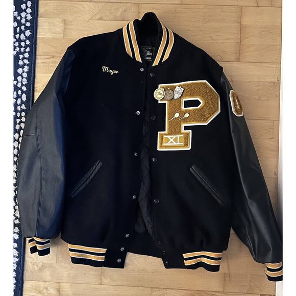 Halloway Jackets & Coats Vtg Wool Leather Letterman Jacket Yellow